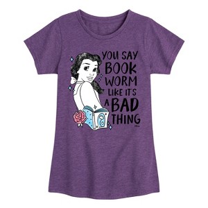 Girls' - Disney - Bookworm Isn't A Bad Thing Fitted Short Sleeve Graphic T-Shirt - 1 of 4