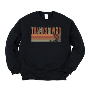 Simply Sage Market Women's Graphic Sweatshirt Thanksgiving Stripe Distressed - 1 of 2