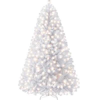Yaheetech 4.5Ft/6Ft/7.5Ft/9Ft/12Ft Pre-lit Spruce Artificial Christmas Tree with 150 Incandescent Warm White Lights