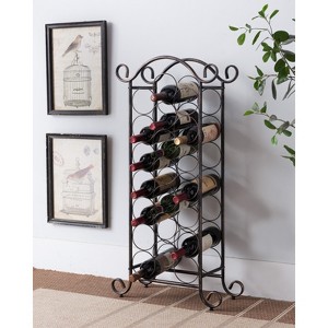 Kings Brand Furniture Linder Floor Freestanding Metal Wine Rack, 21 Wine Bottle Holder Stand, Brushed Copper - 1 of 4