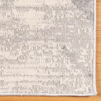 Ethan Soller Geometric Gray and Ivory Synthetic Area Rug, 5' x 7'