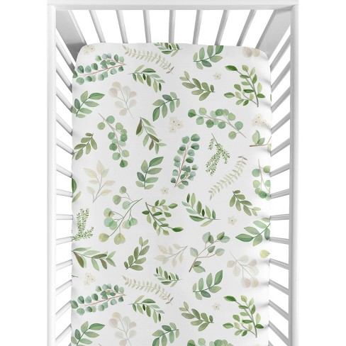 Sweet Jojo Designs Boy, Girl, Unisex/Gender Neutral Cotton Fitted Crib Sheet Botanical Green and White - image 1 of 4