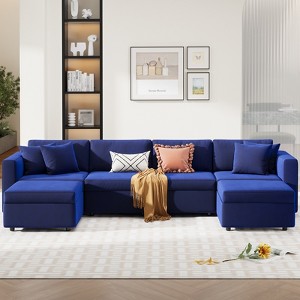 Buenhomino Sectional Sofa with Storage Seat Velvet U Shaped Couch with Reversible Chaise Convertible Sectional Couches for Living Room - 1 of 4