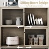 Coffee Bar Cabinet, Kitchen Sideboard Buffet Cabinet with Storage, Wooden Bar Cabinet with Sliding Door, Accent Cabinet for Living Room, Gray - 4 of 4