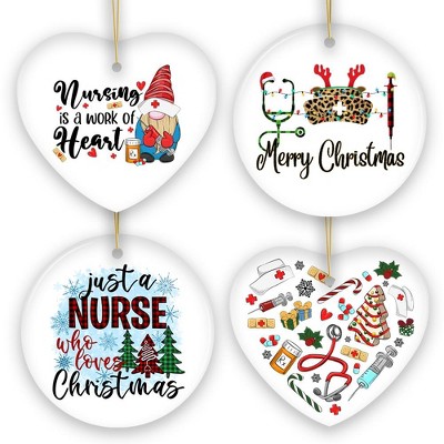4pc Cute Christmas Ornament Nursing Set, Bundle of Four Nurse Themed Gifts| OrnamentallyYou