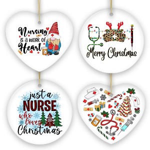 4pc Cute Christmas Ornament Nursing Set, Bundle of Four Nurse Themed Gifts| OrnamentallyYou - 1 of 4