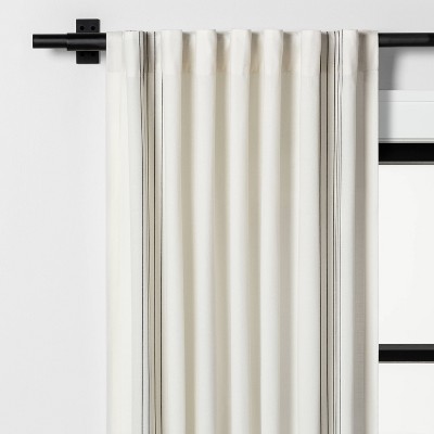 84" Engineered Plaid Curtain Panel Sour Cream/Gray - Hearth & Hand™ with Magnolia
