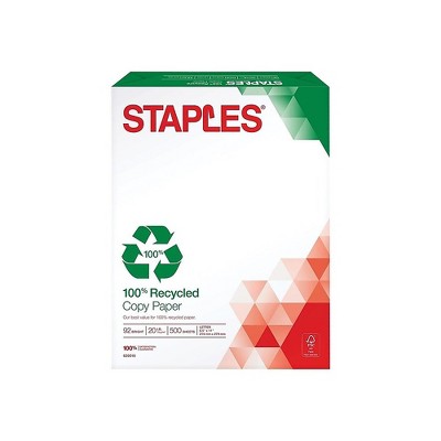 Staples 100% Recycled Copy Paper 8 1/2" x 11" Ream 620016