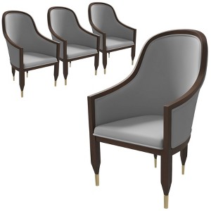 LeisureMod Belle Leather Dining Chair (Set of 4) with Gold Metal Caps - 1 of 4