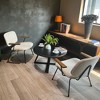 31.5" Wood Grain Round Coffee Table with X-Frame Metal Legs and Distressed Top for Living Room - 3 of 4
