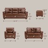 4 Piece Living Room Set, Faux Leather Sofa Set with Storage Ottoman Bench, Ultimate Comfort Couch for Living Room,Lounge Room-Morden Fort - 2 of 4