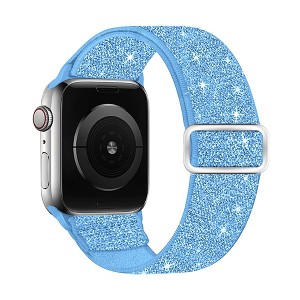 HTUTWOO Shiny Apple Watch Band, Nylon Stretchy Strap 38/40/41/42/44/45/49mm for iWatch Series 11 10 9 8 7 6 5 4 3 2 1 SE Ultra - 1 of 4