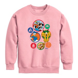 Boys' - Disney - Mickey Patches Graphic Long Sleeve Fleece Sweatshirt - 1 of 4