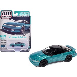 1991 Mitsubishi Eclipse GSX Tennessee Blue Metallic with Black Top "Import Legends" Series 1/64 Diecast Model Car by Auto World - 1 of 4