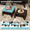 Tangkula Set of 2 Patio PE Rattan Ottomans w/ Soft Zippered Cushions for Deck Outdoor - 3 of 4