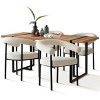 Modern Dining Set for 4 ,Rectangular 59" Dining Table Wood Grain with Upholstered Beige Boucle Dining Chairs for Dining Room, Living Room-Tanpinhause - 2 of 4
