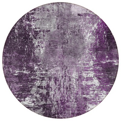 Eggplant Purple And Lavender Abstract Washable Indoor Outdoor Area Rug