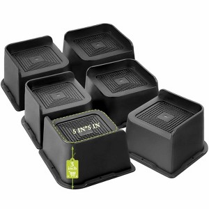 Aoibox Heavy Duty Bed Risers 3 Inch Black 6 Pack Oversized Furniture Lifts for Sofa Table Chair Up to 6000 Lbs Stable Support - 1 of 4