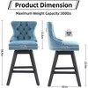 QingMoon Swivel Velvet Bar Stools Set of 2, Modern Counter Height Chairs with Button Tufted Back and Rivet Trim for Kitchen Island, Pub - 3 of 4