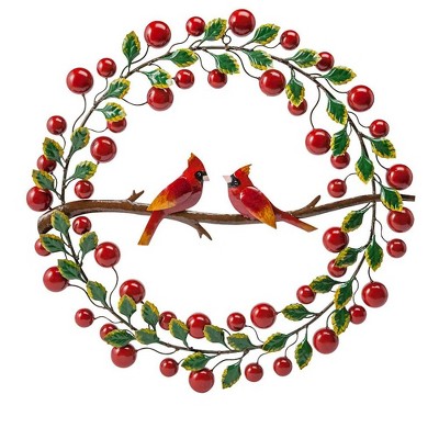 Wind & Weather Cardinals and Berries Metal Wreath