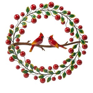 Wind & Weather Cardinals and Berries Metal Wreath - 1 of 2