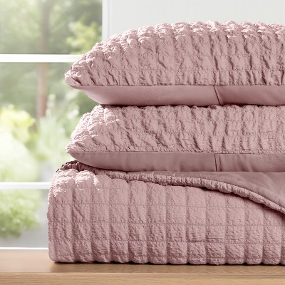 Seersucker Textured Comforter Set, All-Season Down Alternative – Ultra Soft & Lightweight – 3-Piece Set - Becky Cameron