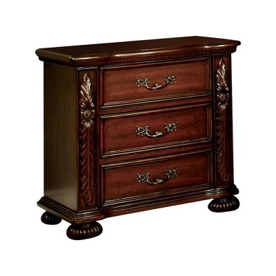 Traditional Nightstand in Brown Cherry - Benzara