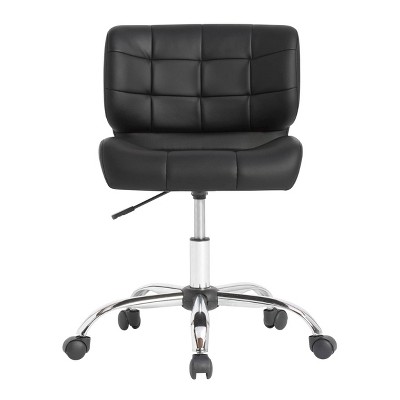 Modern Black Crest Armless Swivel Task Chair in Vinyl and Chrome