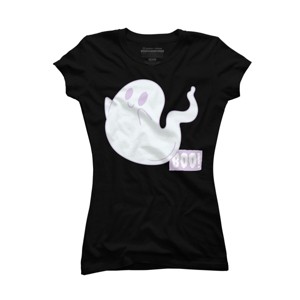 Junior's Design By Humans Boo Cute Ghost Halloween cute design By BoogieCreates T-Shirt - 1 of 3