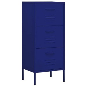 vidaXL Navy Blue Storage Cabinet - 16.7"x13.8"x40" - Steel Material - Extendable Drawers - Industrial Style - Adjustable Levellers - 1 of 4