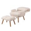 JUJABU Mid-Century Modern Fabric Accent Chair with Ottoman & Adjustable Backrest for Living Room, Bedroom & More, Beige - 4 of 4