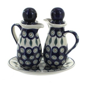 Blue Rose Polish Pottery 1184 Zaklady Oil & Vinegar Sets - 1 of 1