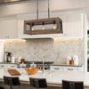 LNC Lucia 3-Lights 23.6" Framhouse Rectangle Kitchen Island Pendant Lightss,Brown Wood and Matte Black - 4 of 4
