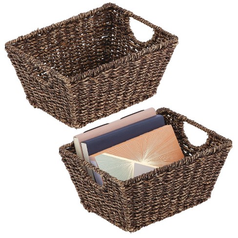 Mdesign Seagrass Woven Cube Bin Basket Organizer, Handles, 6 Pack -  Natural/tan : Target