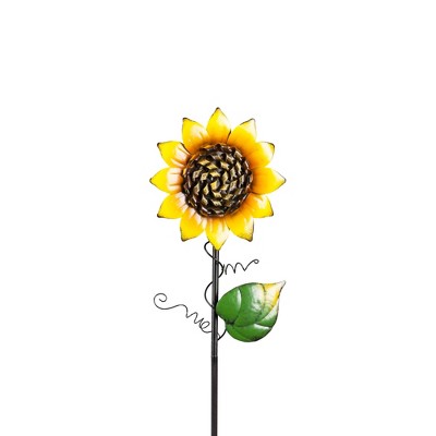 Radiant Yellow Iron Sunflower Garden Stakes, Set of 3