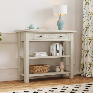Retro Console Table, Entryway Table With 2 Drawers And 2-Tier Open Storage Shelf, Hallway Console Table, Display Shelf For Home Office, Entryway - 1 of 4