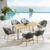 Wooden Outdoor Dining Set with Metal Base 7 Piece Patio Furniture - 2 of 4