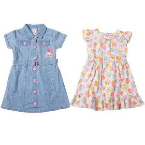 Little Lass Girl's 2-Pack of Denim and Cotton Dresses - 1 of 1