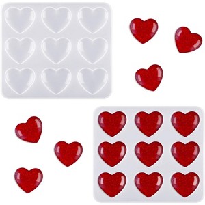 JDICTION Heart Resin Mold, 9-Cavity Silicone Molds for Epoxy, Valentine Christmas Gift, Jewelry Pendant Keychain Making - 1 of 4