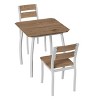 3 Piece Dining Table Set for 2, Farmhouse Kitchen Table and Upholstered Chair, Metal Frame Square Dining Room Furniture - 2 of 3