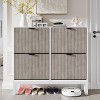 Fluted Shoe Storage Cabinet with 4 Flip Drawers, Narrow Wooden Shoe Organizer with Metal Legs, Modern Farmhouse Hidden Shoe Rack for Entryway - 3 of 4