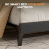 COMHOMA King Bed Frame, Upholstered Platform Bed with Headboard Wingback, Soft Line Fabric, No Box Spring Needed, Gray - 4 of 4