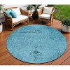 Denim Blue And Navy Blue Oriental Washable Indoor Outdoor Area Rug - 2 of 4