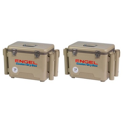 Engel 19-Quart Fishing Rod Holder Insulated Cooler Case, Tan (2 Pack)
