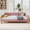 CAVINAS Twin/Full Size Pine Wood Daybed Bed Frame with Upholstered Headboard & Armrest,No Box Spring Needed - 3 of 4