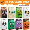 Joyfy 72PCS Halloween Trick or Treat Candy Bags, 6 Styles Pastries Goodie Paper Bags with Stickers, Halloween Party Favors Exchange Supplies for Kids - 2 of 4