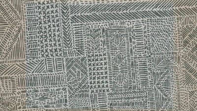 Ivory Geometric Easy-Care Washable 5' x 7' Synthetic Rug