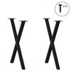 vidaXL Dining Table Legs - X-Shaped Black Steel 23.6" x(28.3"-28.7") with Adjustable Foot Levelers for Custom Furniture Assembly - 4 of 4
