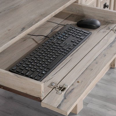 Split Oak Wood Computer Desk with Hutch and Storage