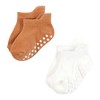 Touched by Nature Unisex Organic Cotton Socks with Non-Skid Gripper for Fall Resistance, Beige Neutral - 4 of 4